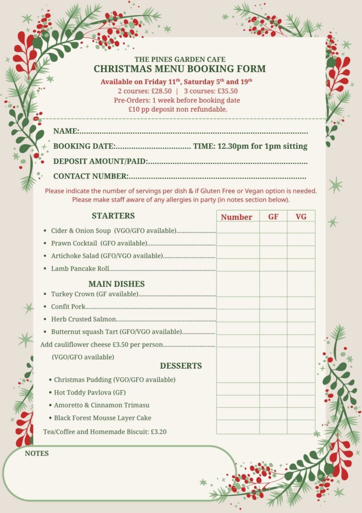 Christmas Dinner Booking Form digital